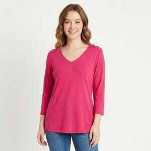 RAFAELLA  Women's Long Sleeve Tee Shirt XL Cotton Pink Lightweight